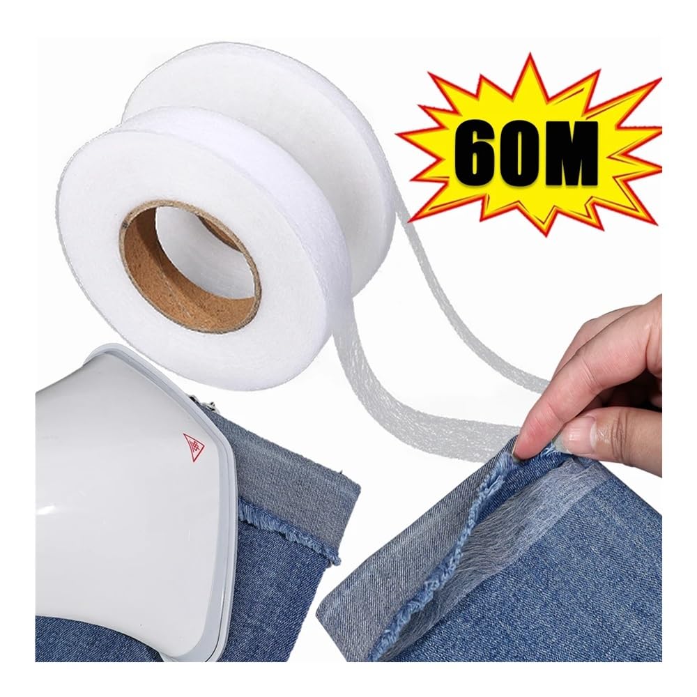Klebeband zum Säumen, 60M Hosen Selbstklebende Rand Verkürzen Paste Band DIY Werkzeuge for Jean Kleidung Länge Verkürzen Haushalt Nähen Zubehör(3cmx60m)