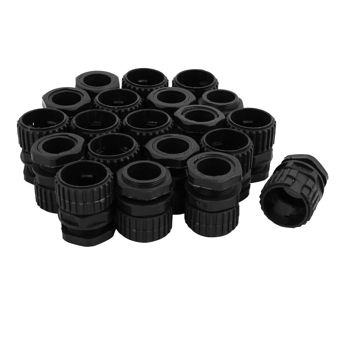 Aexit 20 Pcs Transmission PG21 28.5mm Inner Diameter Plastic Cable Gland Anti-splashing Black
