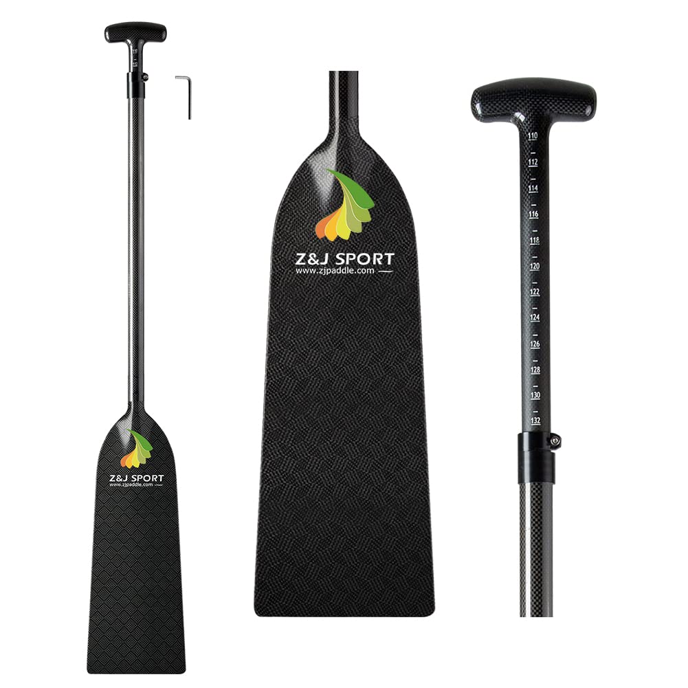 Z&J SPORTAdjustable Dragon Boat Paddle, IDBF Approved Boat Oars, Carbon Fiber Paddle Adjustable T Handle with Adjuster for Dragon Boat Paddler (Range: 43”-52” /110cm-132cm)
