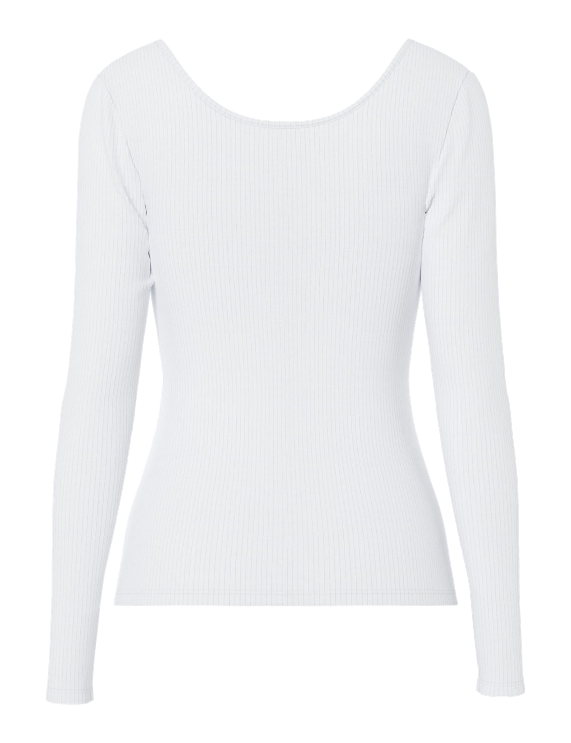 PIECES Kitte Long Sleeve Ribbed Top, Bright White, XL