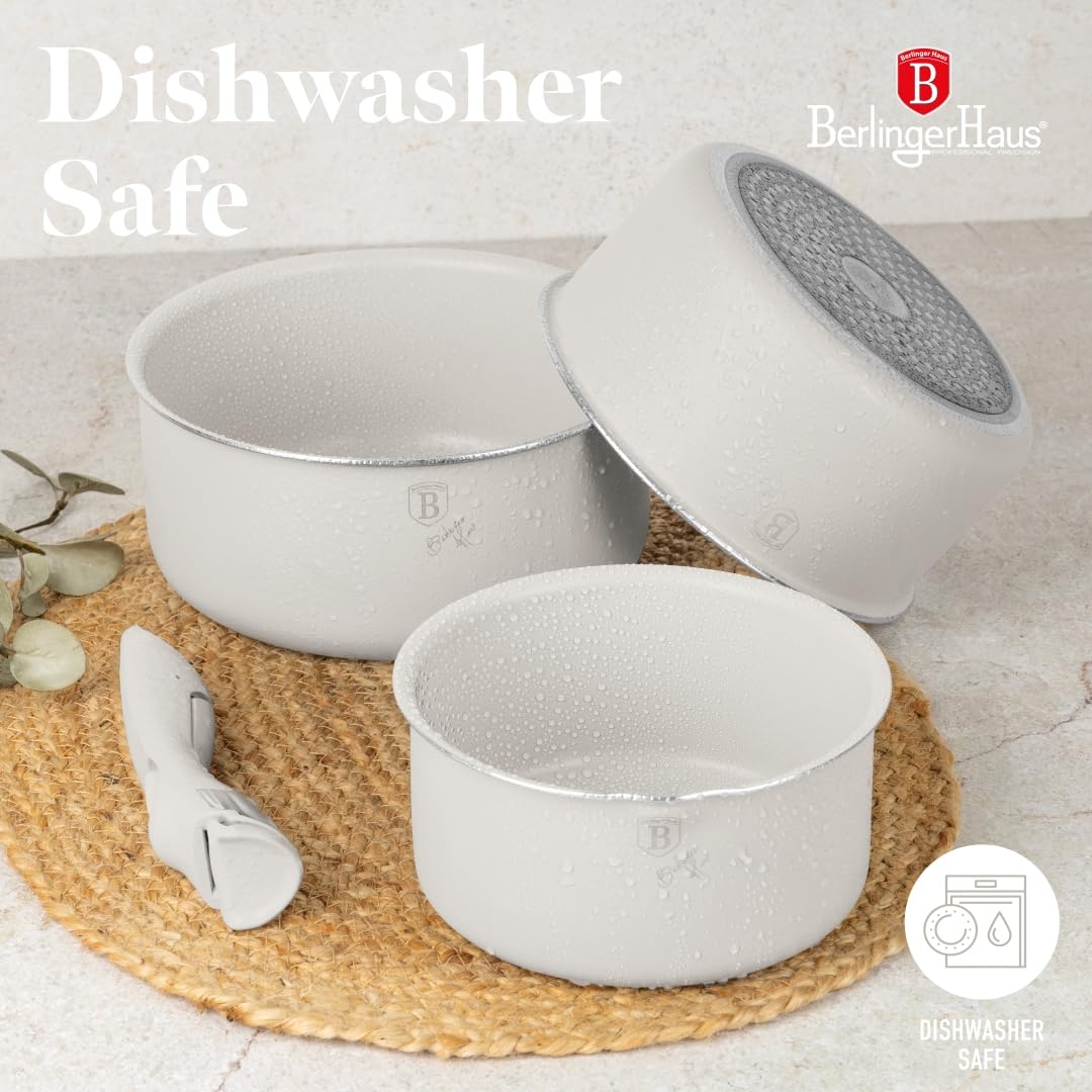 Berlinger Haus 12-teiliges Geschirrset mit Titanbeschichtung - Sahara Collection, langlebig, antihaftbeschichtet, pflegeleicht, Küchenutensilien für modernes Kochen, hochwertiges Kochgeschirr