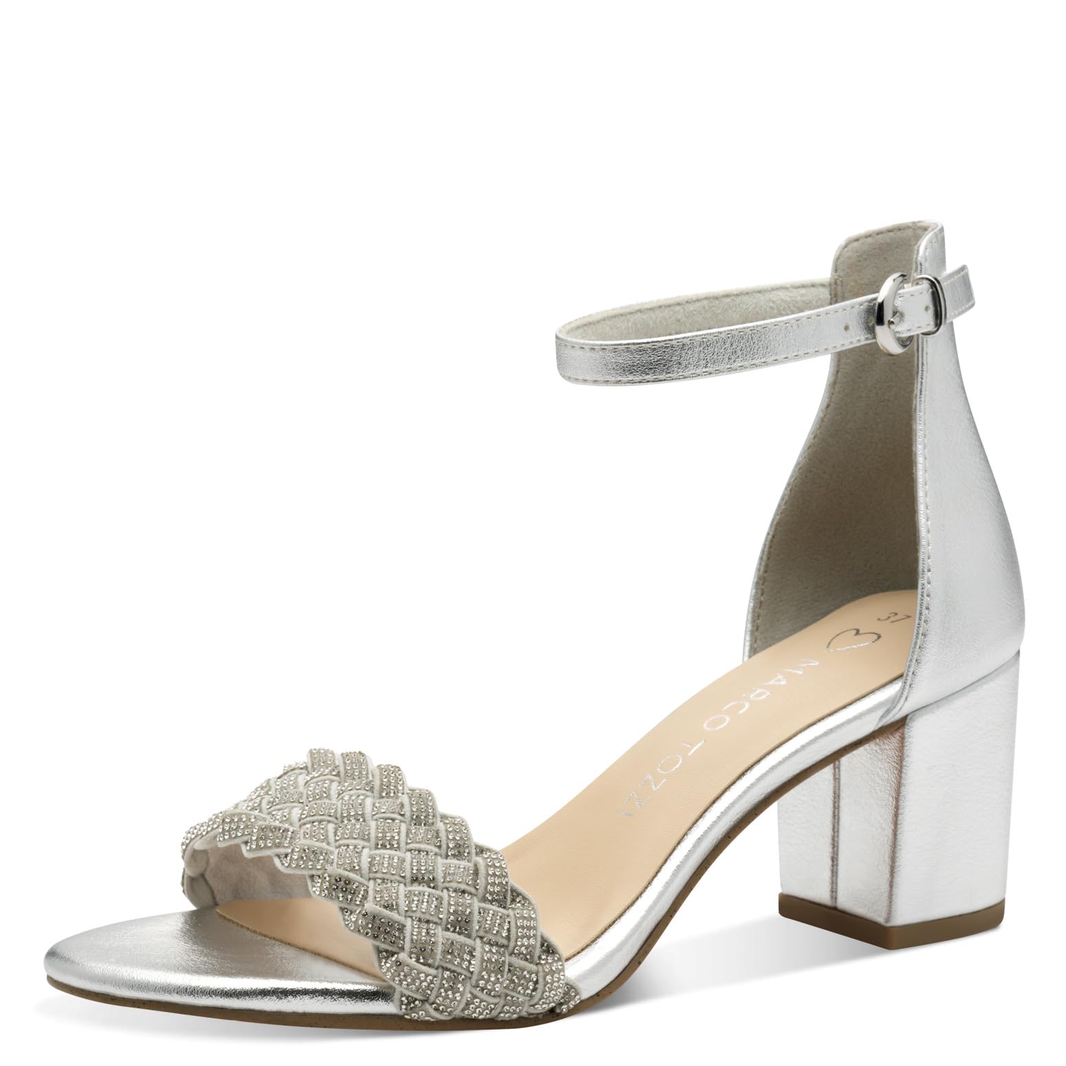 MARCO TOZZI Women's 2-28399-42 Sandals, Silver Comb, 7.5 UK