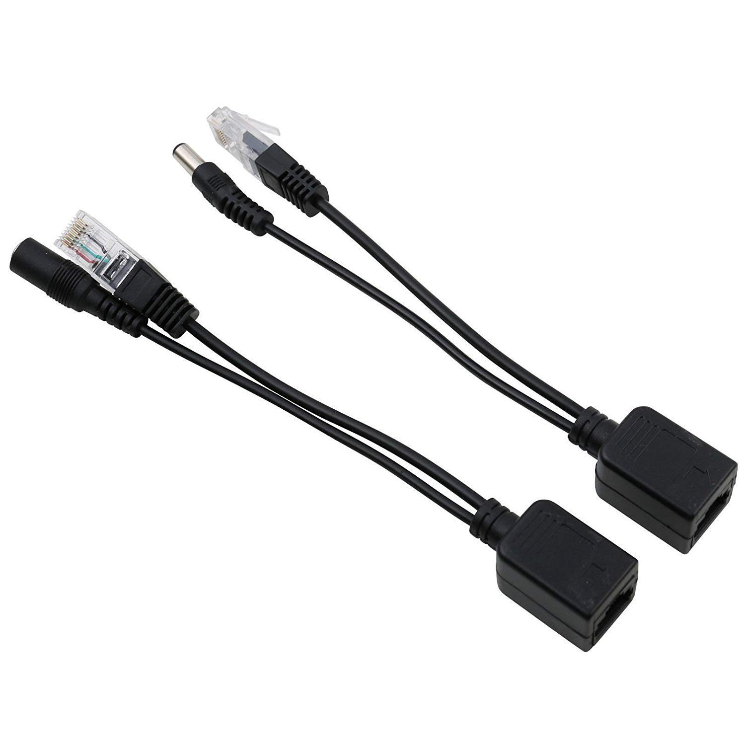 UHPPOTE Power Over Ethernet Passive PoE Adapter Injector + Splitter Kit PoE Cable (Black/Pack of 5 Pairs)