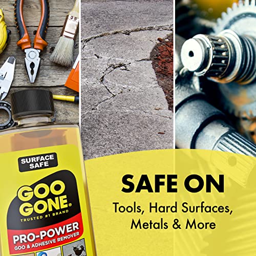 Goo Gone Pro Power Adhesive Remover | Removes Stickers, Goo, Tar, Grease, Great on Tools | Surface Safe, Fresh Citrus Scent - 2 Pack with Scraper Tool, Sticker Lifter