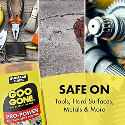 Goo Gone Pro Power Adhesive Remover | Removes Stickers, Goo, Tar, Grease, Great on Tools | Surface Safe, Fresh Citrus Scent - 2 Pack with Scraper Tool, Sticker Lifter