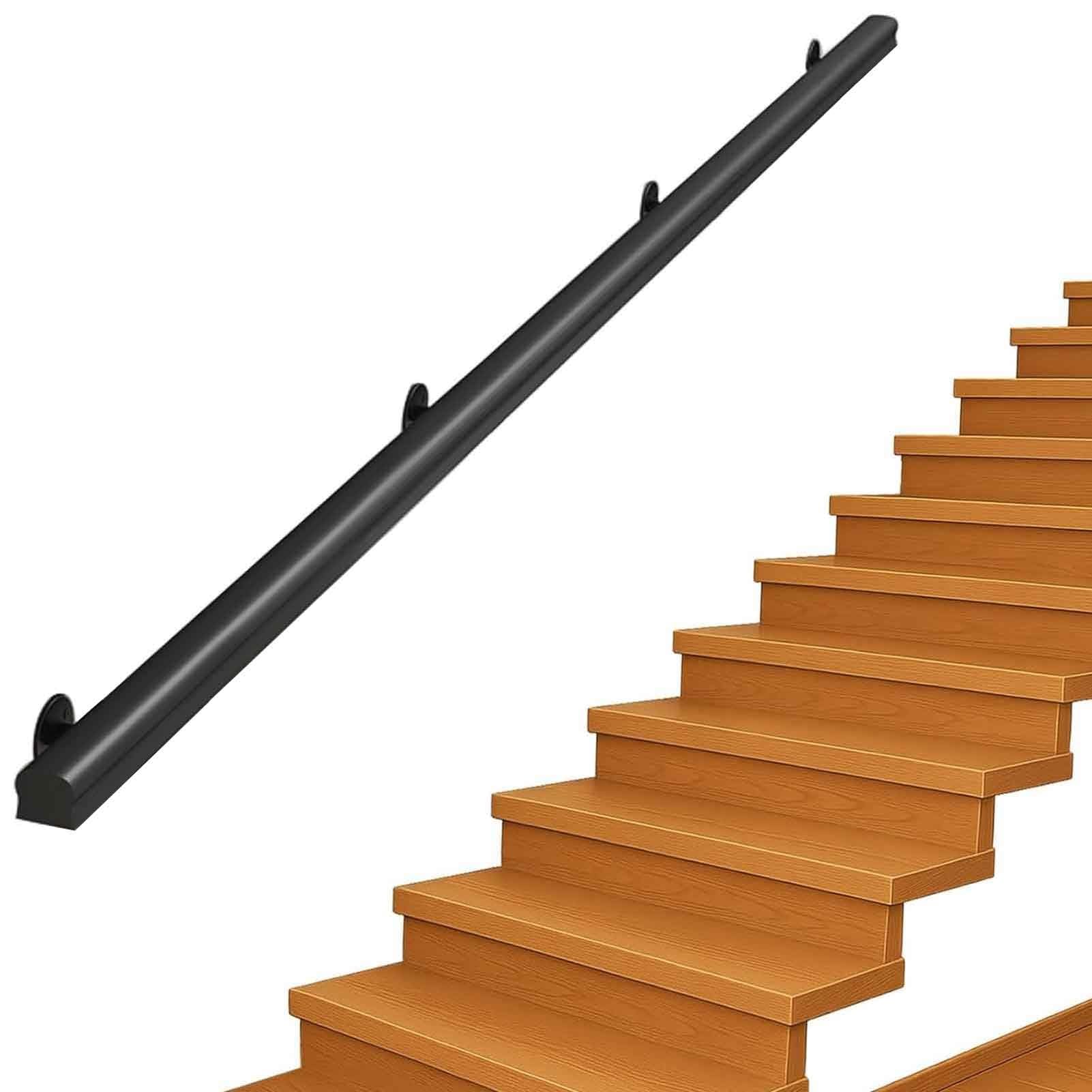 GLDYTVF Wood Handrail | Non-Slip Hand Rails 30cm - 450cm Stairway Railing for Outdoor/Indoor Stairs Black Banister Steps Handle(4.6FT)