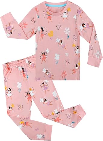 Popshion Toddler Girl Pajamas Sets Long Sleeve Cotton Pajamas Baby Girls Clothes PJs Two Piece Kids Jammies 2 to 10 Years