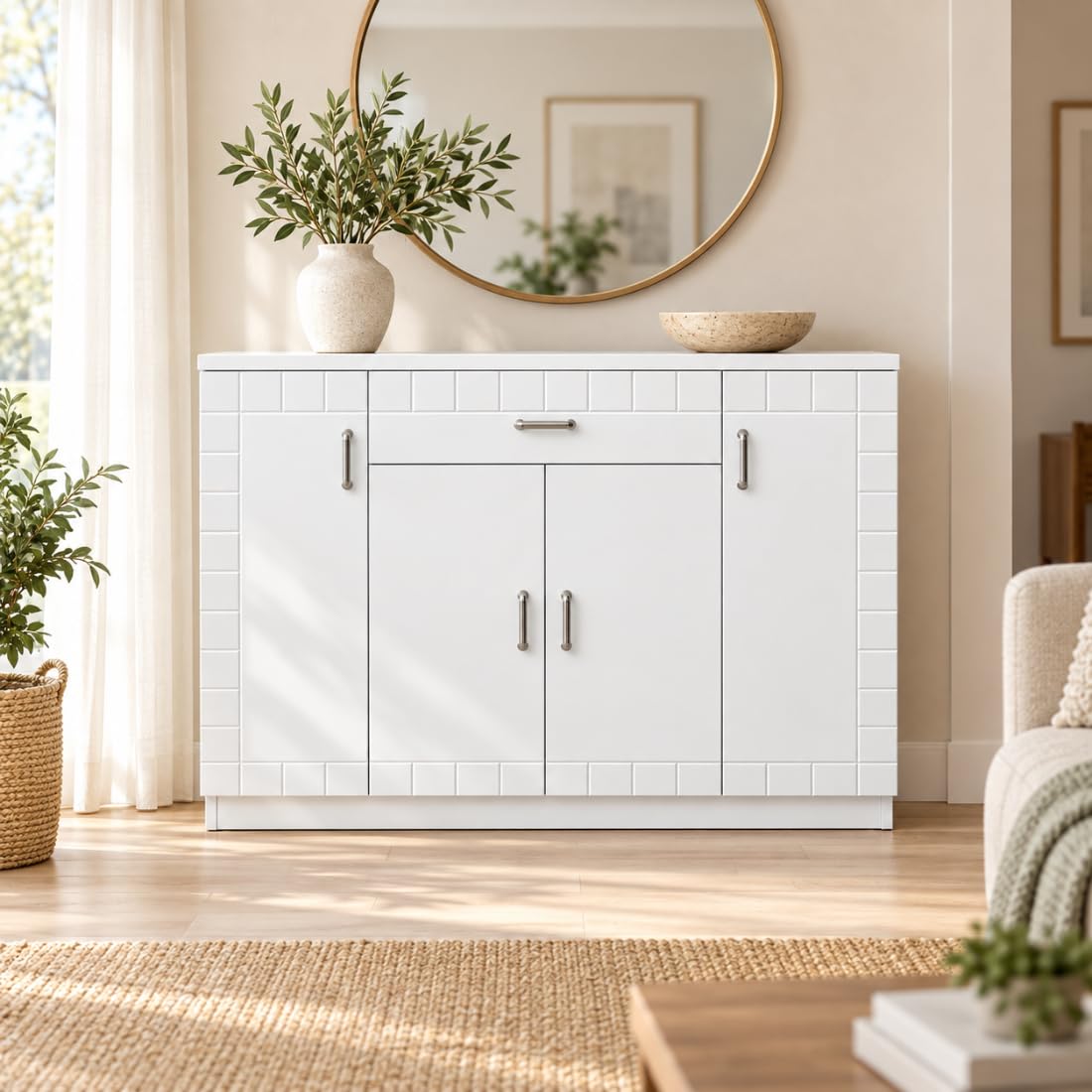 Ardas interior White 4 Door Storage Cabinet with Drawer for Home