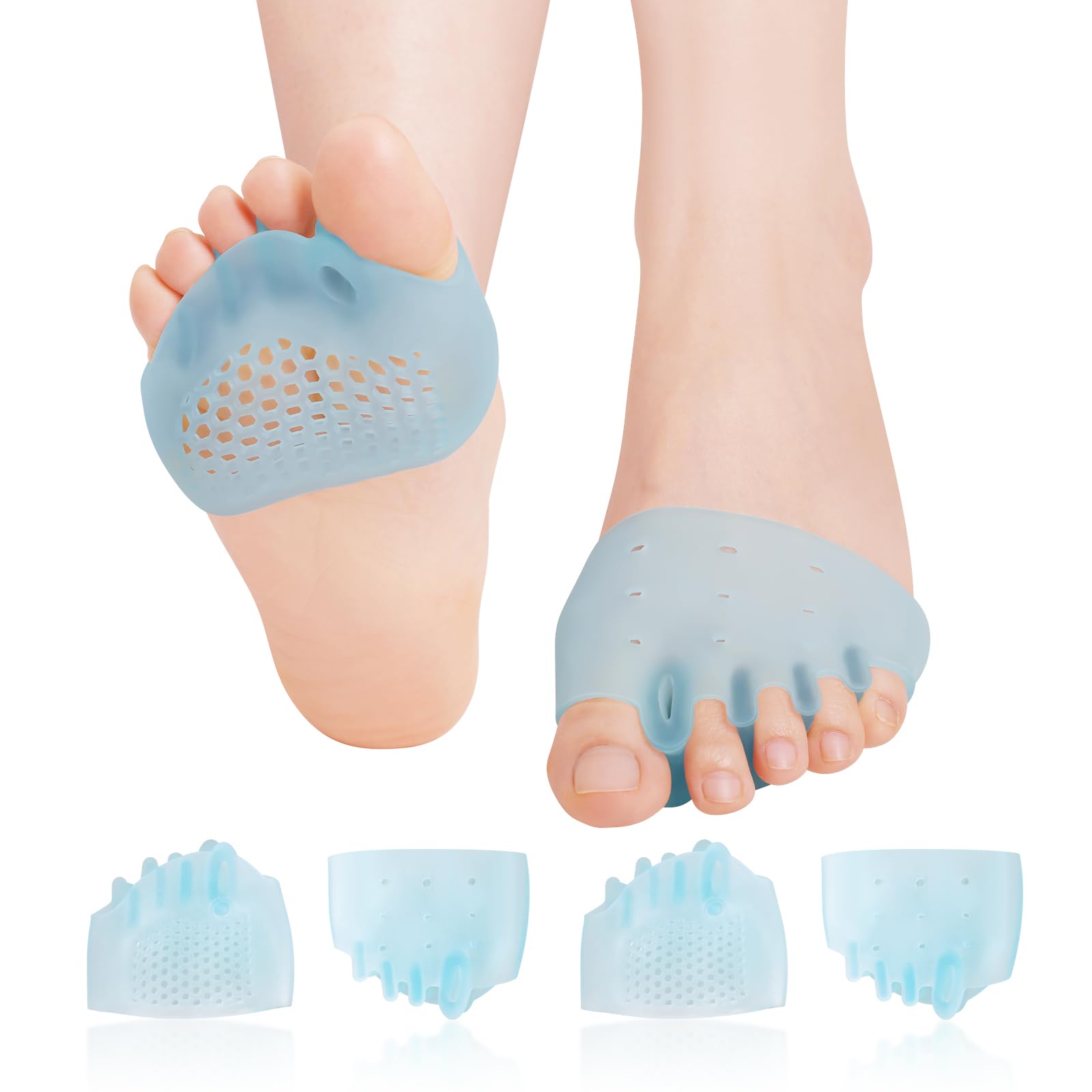 Mittelfußpolster, Gel-Zehenspreizer, Ballenzeh-Korrekturkissen, Zehenspreizer, Ballenfußkissen, weich und atmungsaktiv, ideal für Morton-Neuralgie, Blasen, Diabetikerfüße, Hammerzehen, schnelle