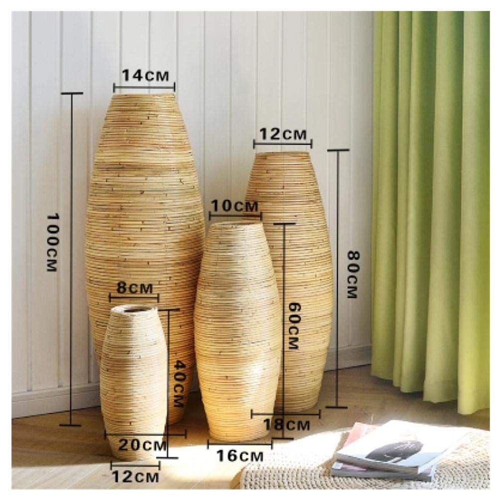 Vase en rotin fait à la main pour décoration de salon 100 cm de haut