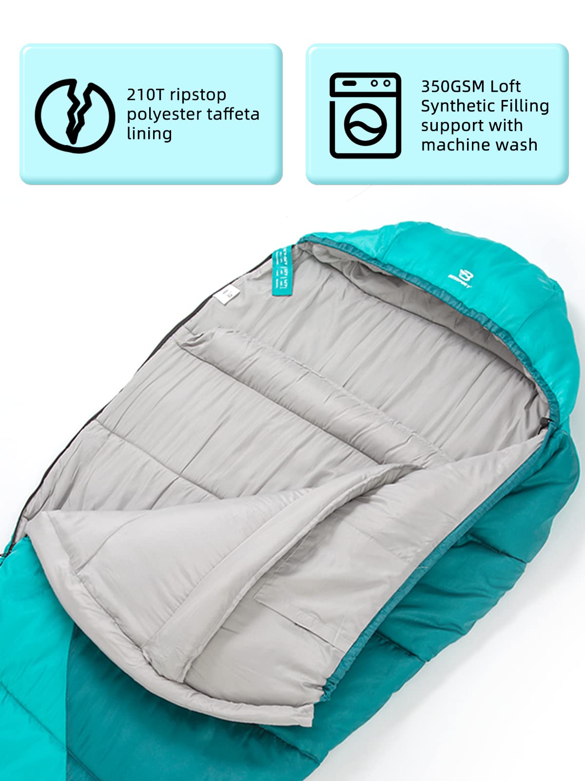 Bessport Sacco a Pelo per Adulti - Limit -9℃ e 0℃ Invernale Sacco a Pelo a Mummia Compatto per Trekking Campeggio Alpinismo Viaggi Escursionismo