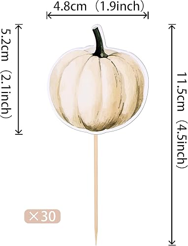 Miniatura 2 de Paquete de 30 adornos de calabaza para cupcakes de cosecha de otoño para baby shower, cosecha de otoño, fiesta temática de fiesta de cumpleaños para