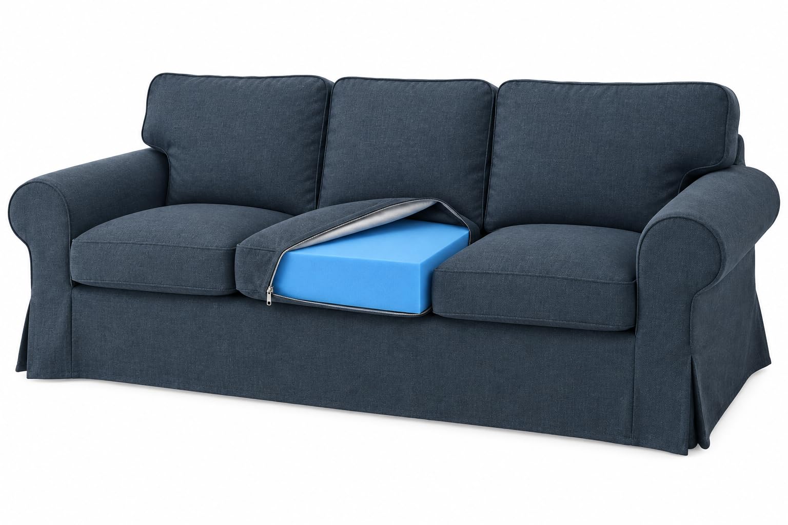 Replacement Sofa Cushion Foam Only for IKEA EKTORP 2.3 Seater Sofa High Density Blue Firm Foam Seat Insert for Worn, Soft & Sagging Cushions, Firm Support Upholstery (2 Seater-66 × 66 × 7.5 cm)