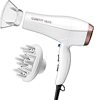 Conair Double Ceramic 1875W Hair Dryer with Diffuser, Concentrator & Ionic Tech - Frizz-Free Shine, Fast Dry, 3 Heat/2 Speeds, White