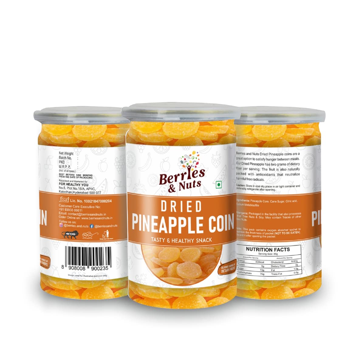 Berries And Nuts Dehydrated Dried Pineapple Coin | Dry Fruits Pineapple Coin | 600 Grams | 3 Bottle of 200 Grams (B0B4SZQ3LC) Amazon Price History, Amazon Price Tracker