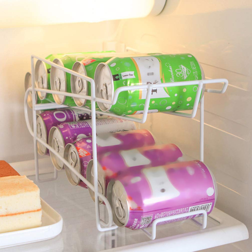 Yardwe 1pieza Estante De Hierro Para Cocina Soporte Portátil Para Cerveza y Latas De Refresco Organizador Práctico Para Frigorífico y Hogar Blanco