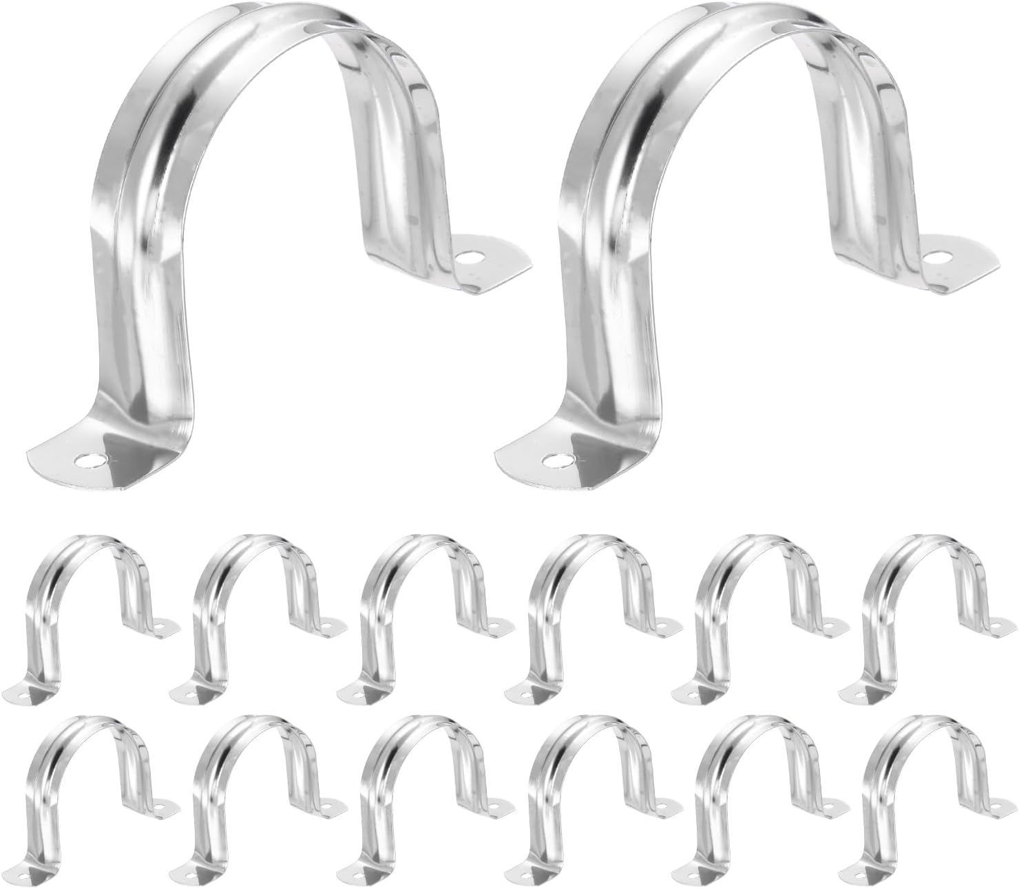 MECCANIXITY 26pcs Conduit Clamp 1 9/16 Inch 40mm, 1 Hole Stainless Steel Pipe Strap, U Bracket Single Band Rigid Metal Conduit Hanger for Pipe Fixing, Tube Wire Installation