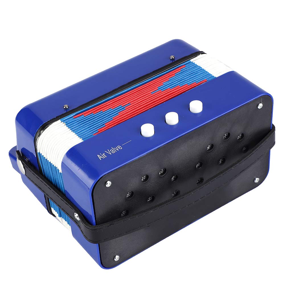 Bambini 7 tasti 2 bassi Mini piccola fisarmonica Strumento musicale educativo Ritmo Giocattolo per bambini Blu.