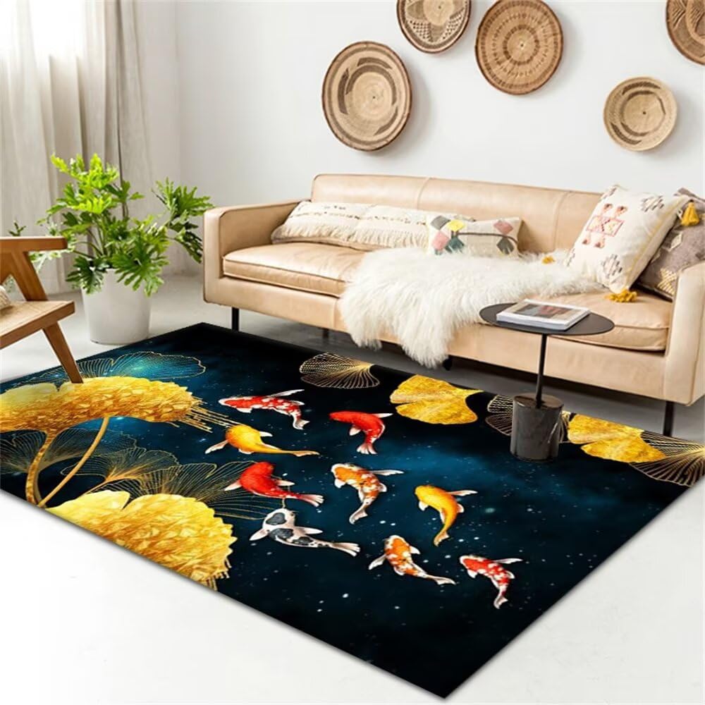 Tapis tout doux bleu et jaune 50x150cm idéal comme carpette de chambre adulte