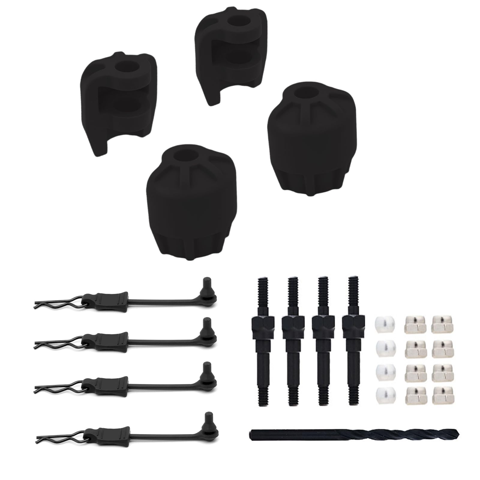 NMNRC Plastic Shock Cap Protector & Shock Standoff & Body Clips for Arrma 1/8 Typhon Kraton Outcast Notorious Talion 6S BLX & EXB 1/7 Mojave Infraction Felony Limitless 6S RC Car Upgrades Part Black