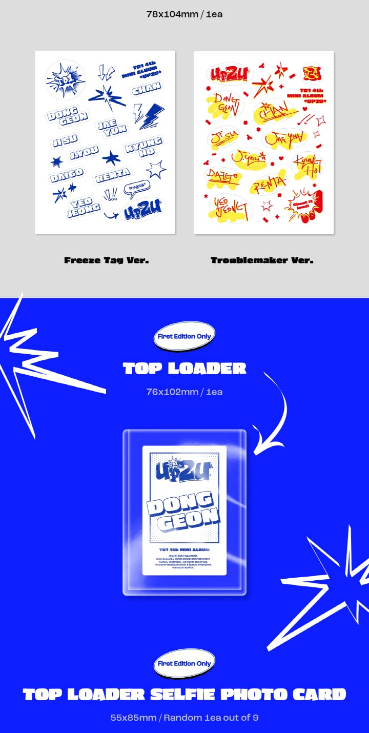 TO1 UP2U 4th MIni Album Contents+CD + Photobook+Sticker+Message Card+Lenticular Card+Selfie+POB + Tracking (zestaw (Freeze Tag + Troublemaker))