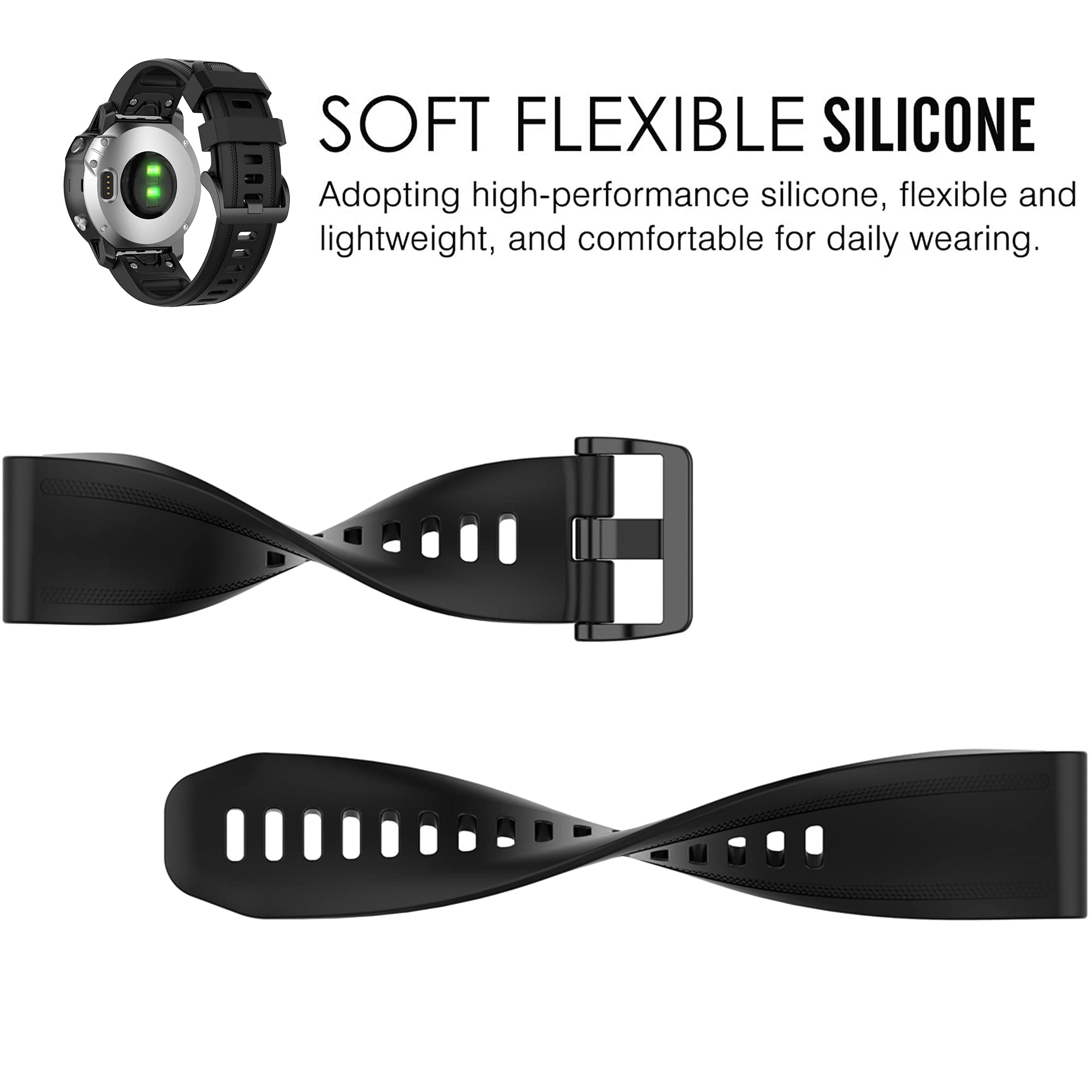 Bracelet pour Garmin Fenix 7S/6S/5S, bracelet de rechange en silicone souple pour montre intelligente Garmin Fenix 7S Pro/6S Pro/5S Plus/D2 Delta S
