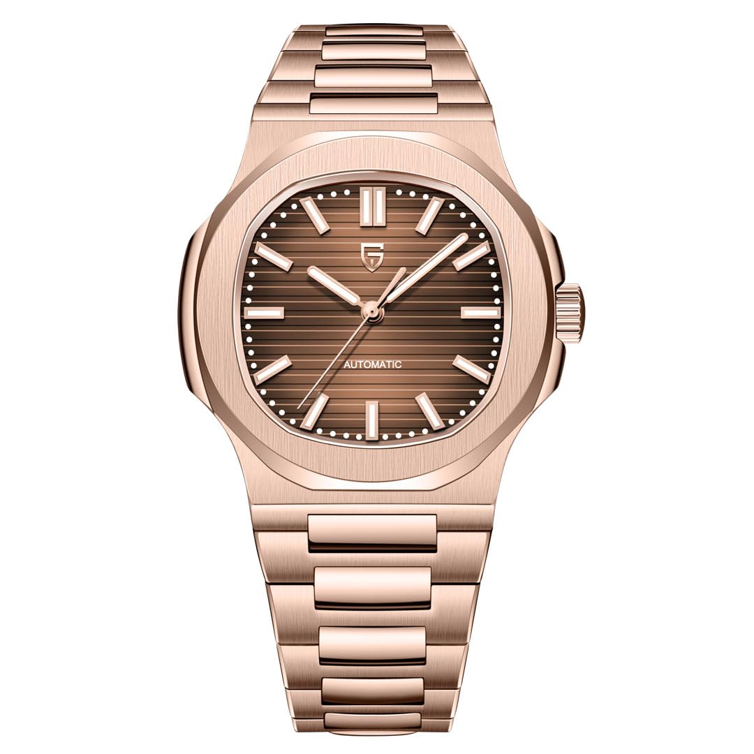 Pagani Design PD1728 Automatikuhr für Herren, 40 mm Edelstahl-Armbanduhr mit leuchtendem Zifferblatt, 100 m wasserdicht, Synthetisches Saphirglas, wasserdichte Business-Armbanduhr