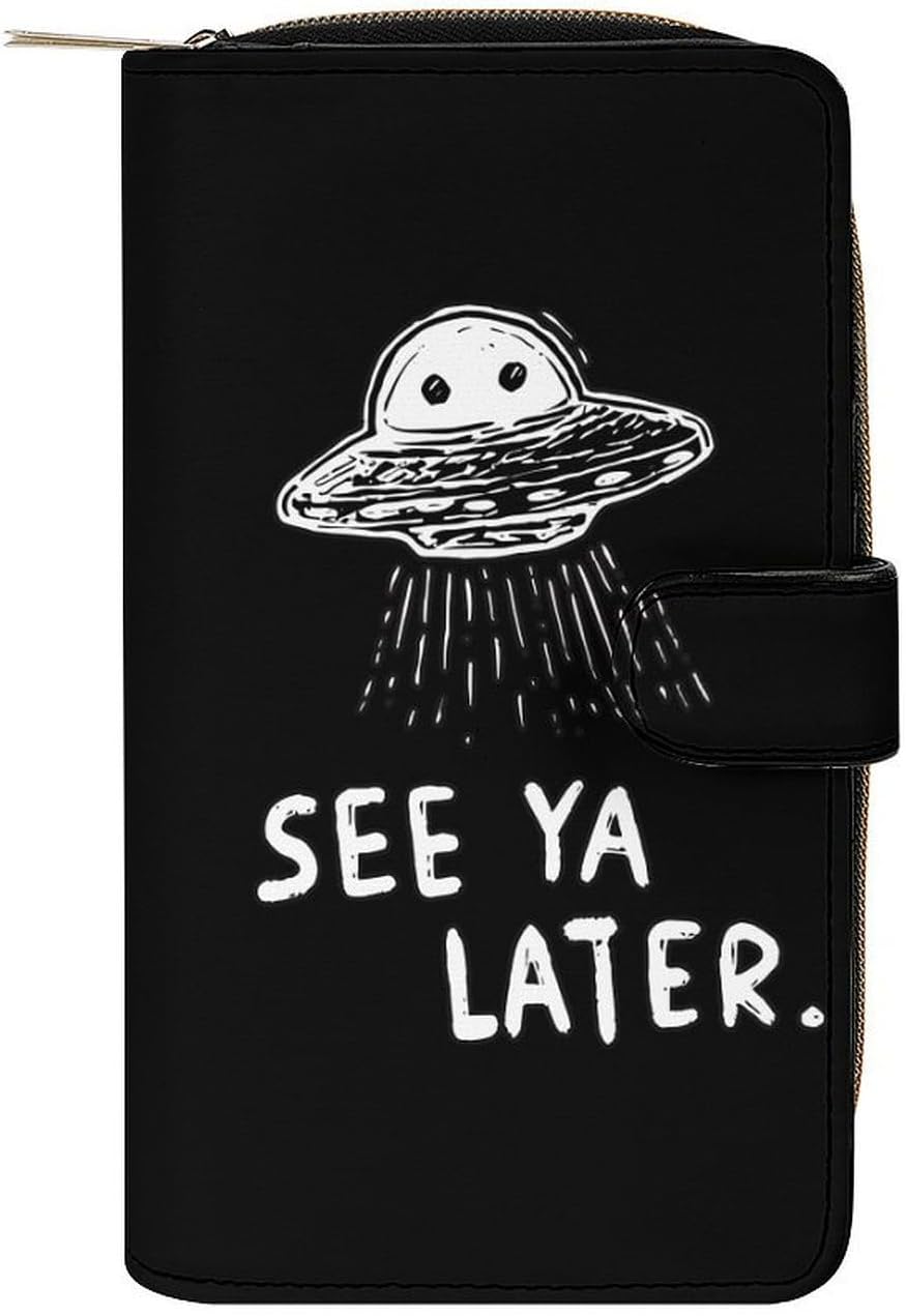 See Ya Later Aliens Spaces Womens Wallet for Men Slim Purse Clutch Handbag with Card Holder