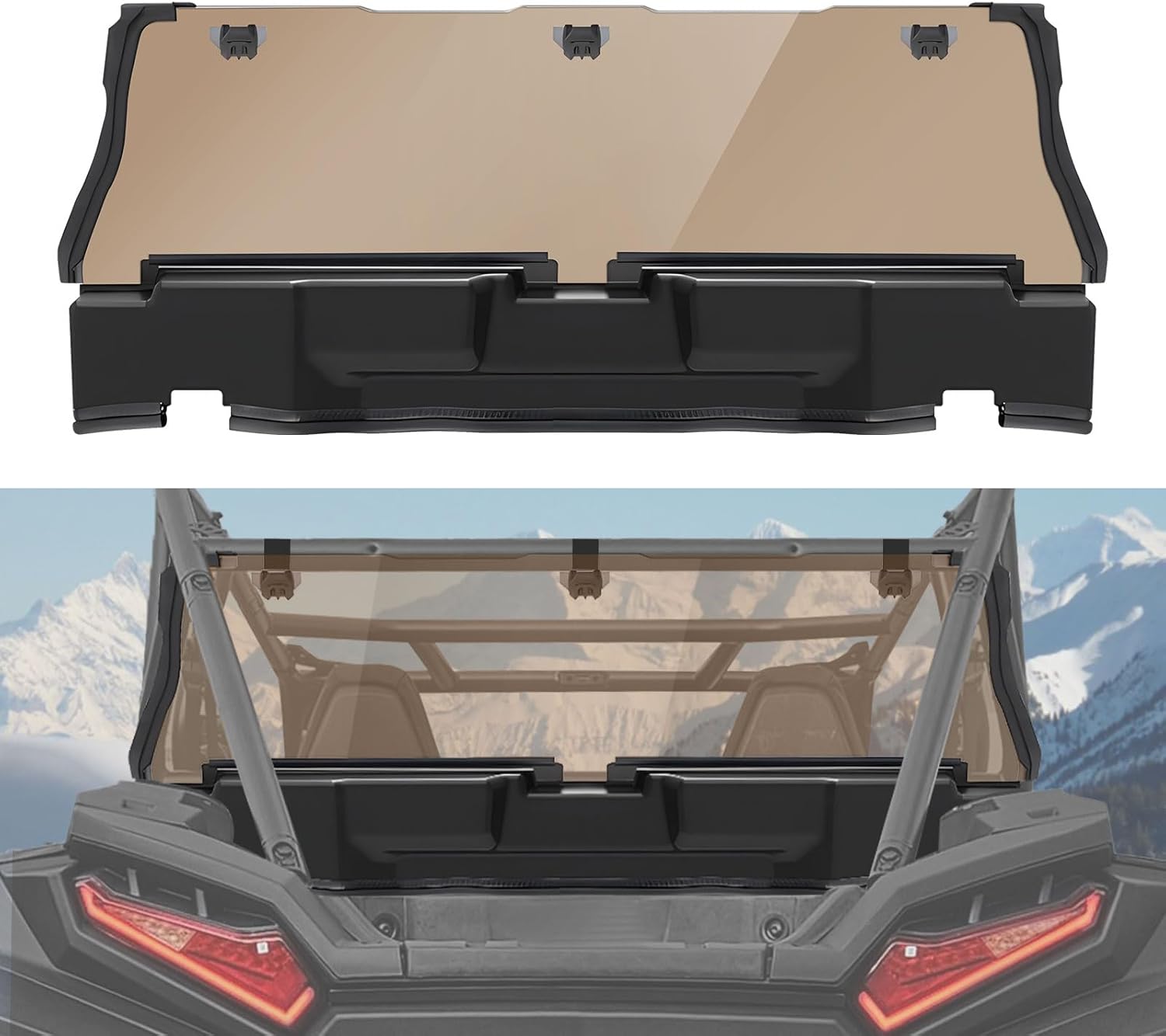 Tinted Rear Windshield for Polaris RZR XP 1000/ XP 4 1000 2024, Hard Coat Poly Windshield for RZR XP 2024 Sport/Premium/Ultimate Accessories, Tinted, zaxs0279