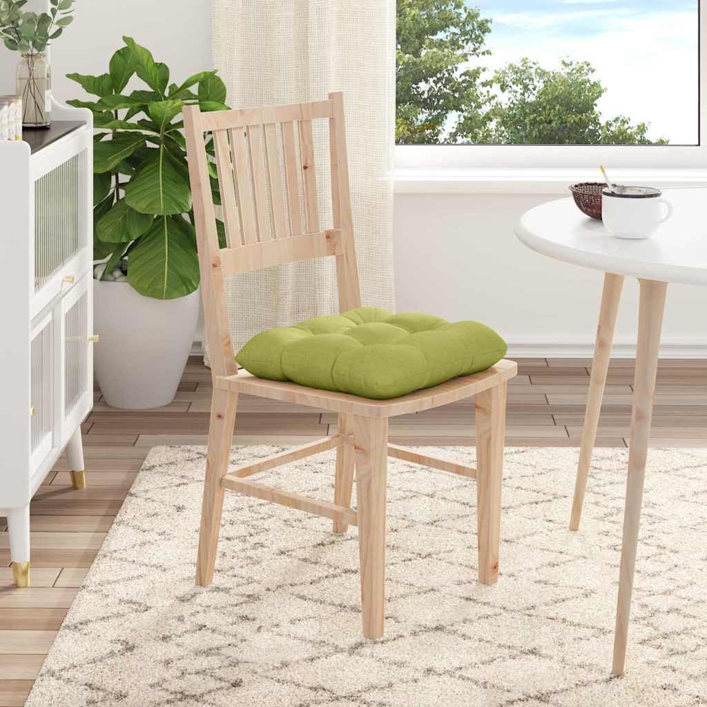 4er Set Sitzkissen 45x45x12cm Stoff Hellgrün | Bequeme Stuhlpolster mit abnehmbarem Bezug und dicker Füllung für gemütliche Stunden im Wohnzimmer.