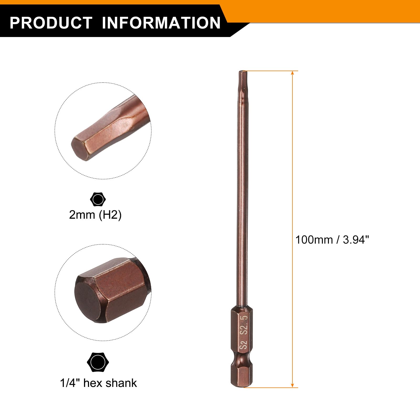 Sourcing Map Innensechskantschlüssel 2,5 Mm, S2-Stahl, L-Form, 4 Stück – Präzise & Hart