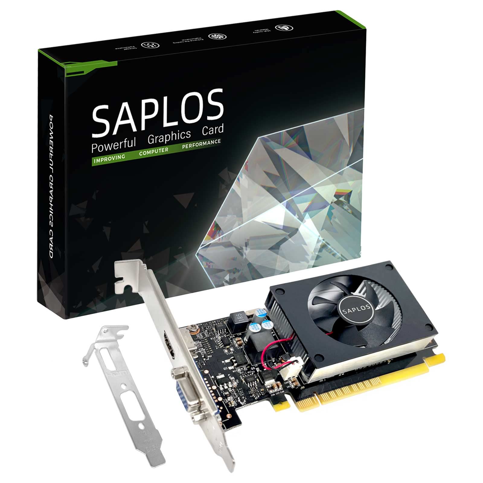 SAPLOS Nvidia GT 710 2G DDR3 64-bit, Low Profile Graphics Card, HDMI, VGA, Video Card PC, for Small 