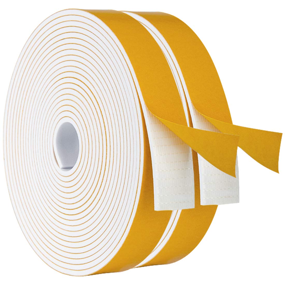 White Foam Sealing Weather Stripping Window Seal Door Frame Insulation Closed Cell High Density Wide Adhesive Foam Tape, 1" Wide X 1/8" Thick, 19.6 Ft