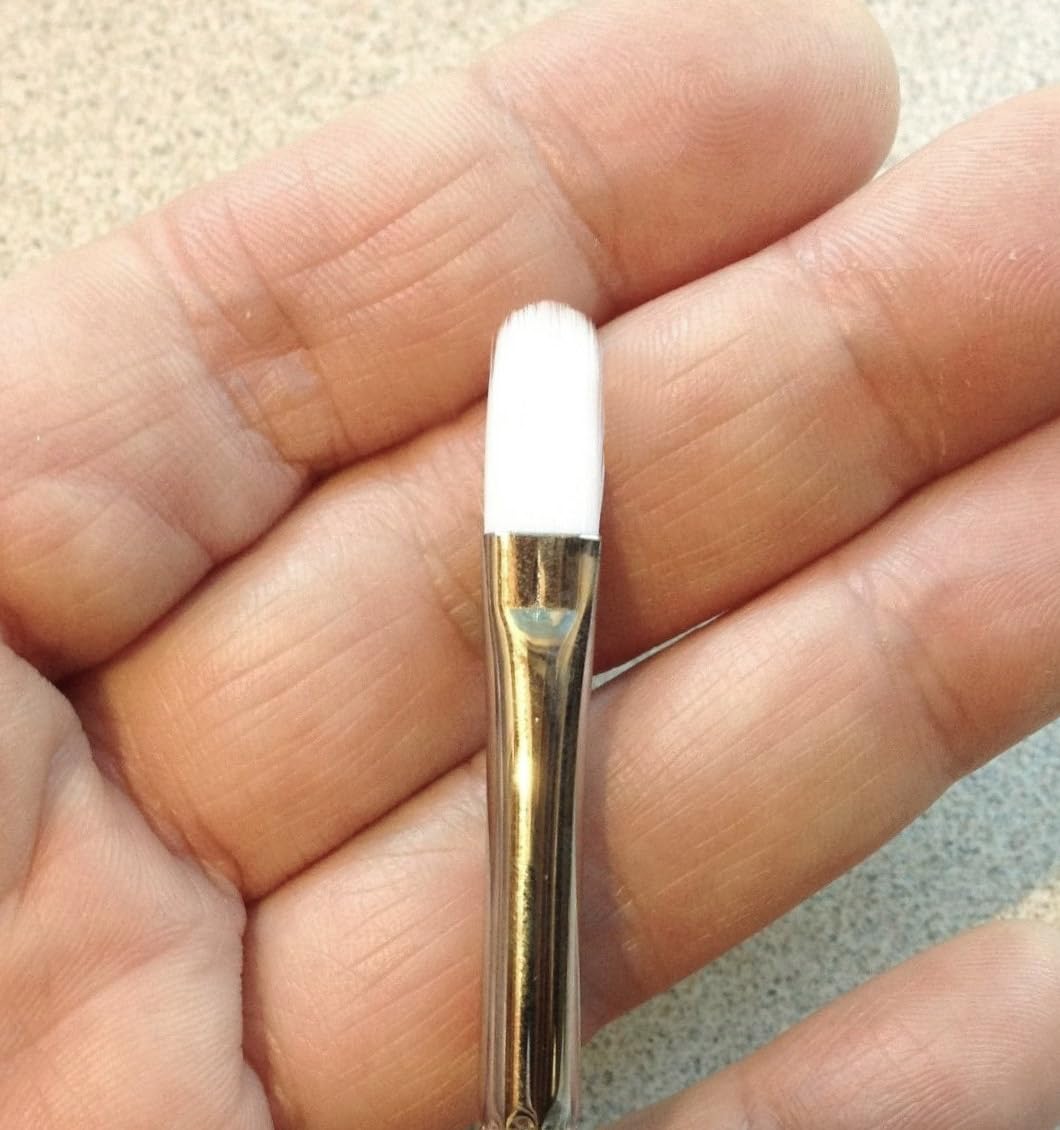 M00853 MOREZMORE 1pc Art Paint Filbert Brush #3 7mm White Taklon Flat Oval Brush 8