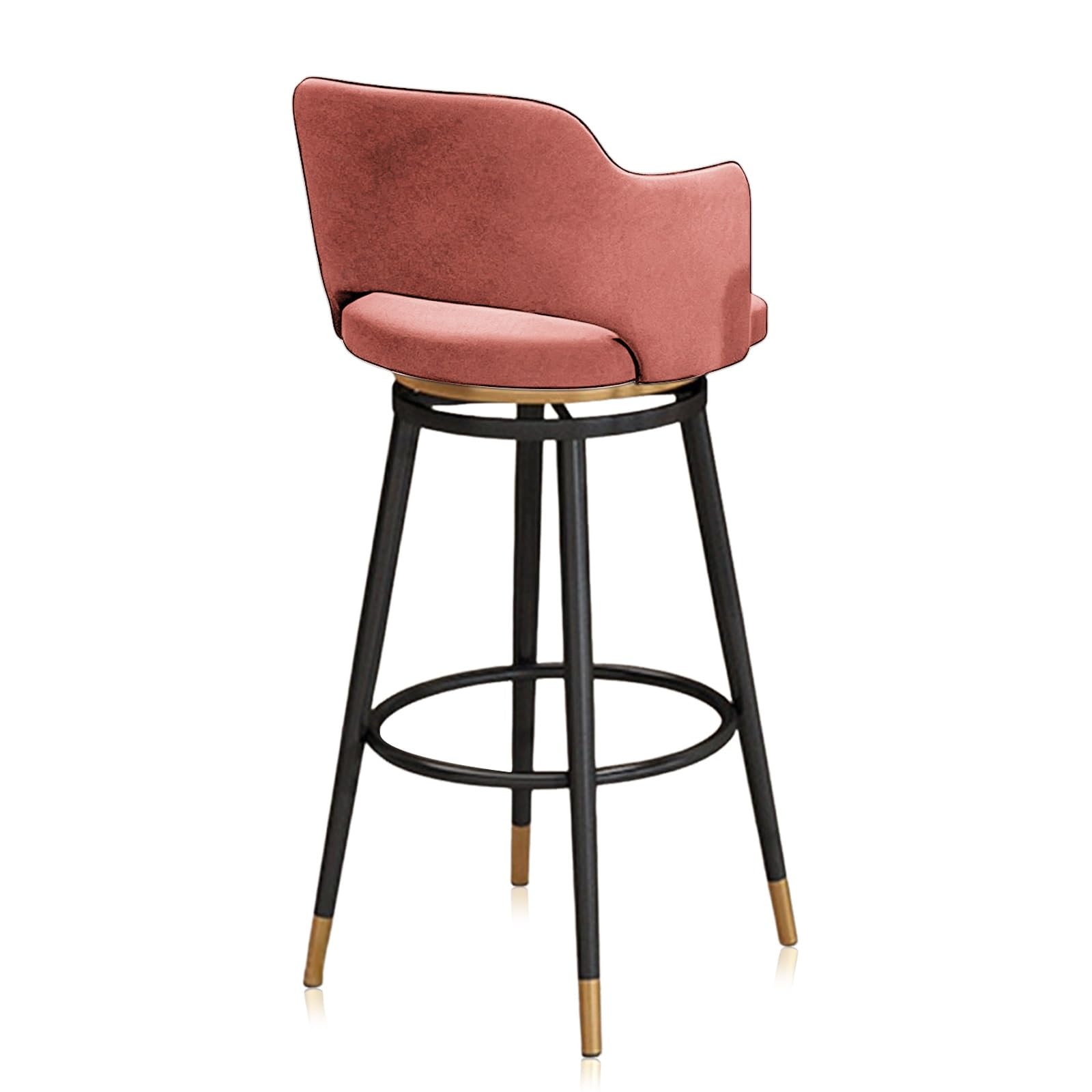 Chaise de petit déjeuner en velours pour cuisine moderne et îlot central