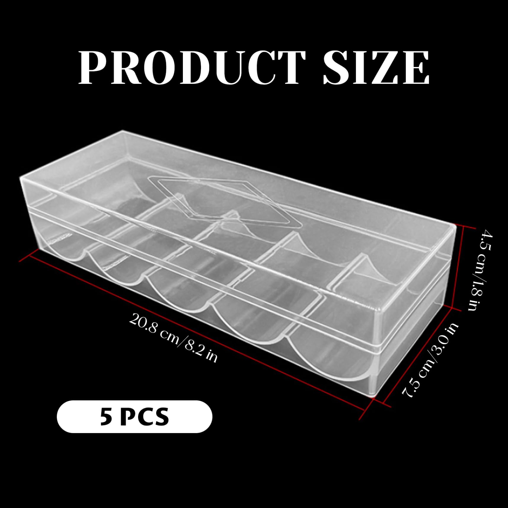 Custodia per Chip da Poker 5pcs, Vassoio di Chip di Poker in plastica Trasparente con Coperchio, vetrina di archiviazione Multiuso per Gioco D'Azzardo, Feste o casa