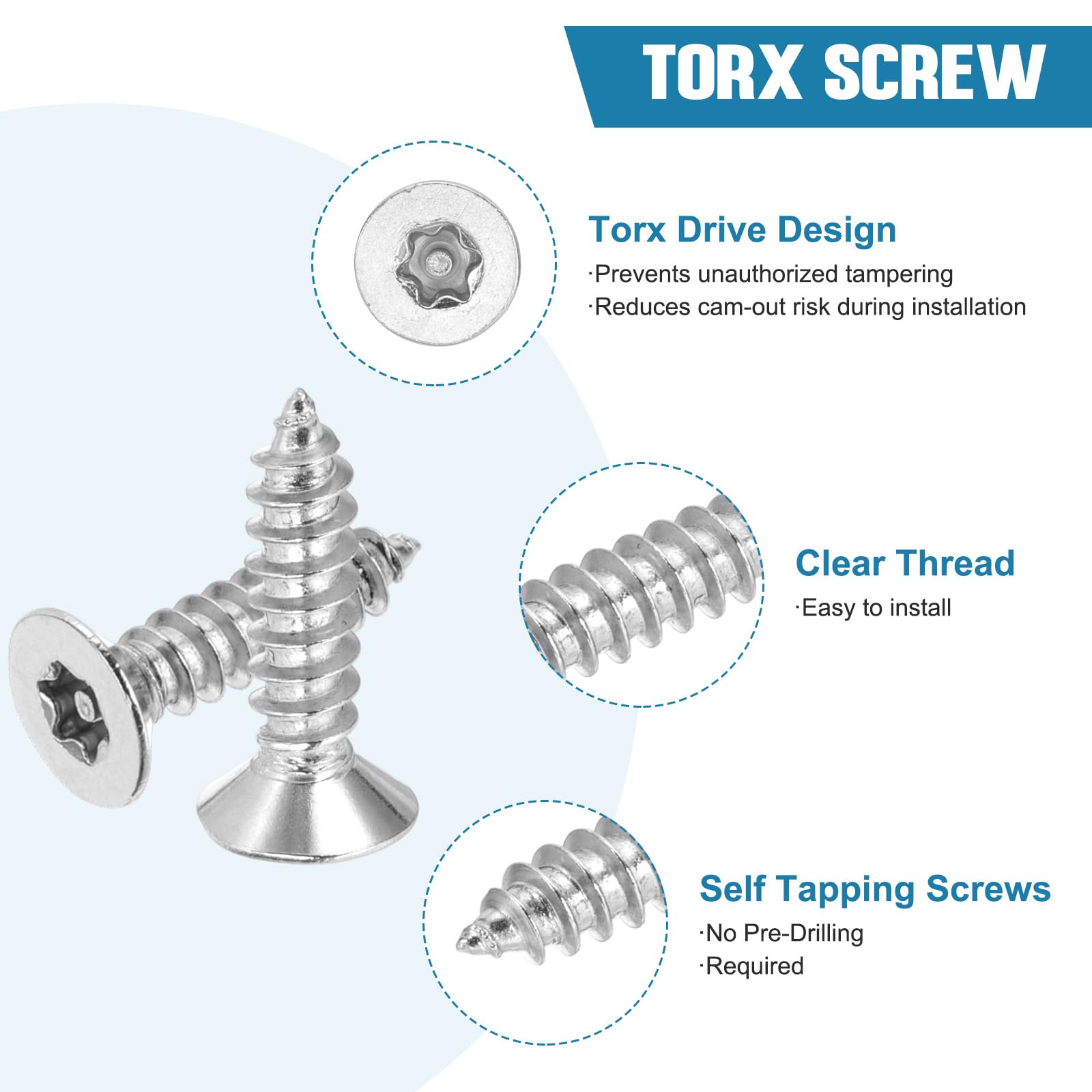 PATIKIL 100 Pcs Flat Head Torx/Star Screws - Image 3