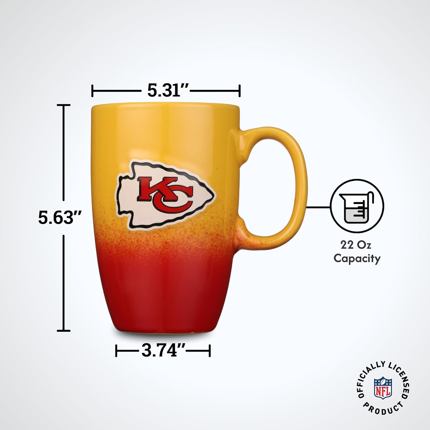 The Memory Company Officially Licensed 22oz Ombre Sculpt Tall Mug, Kansas City Chiefs - Image 5