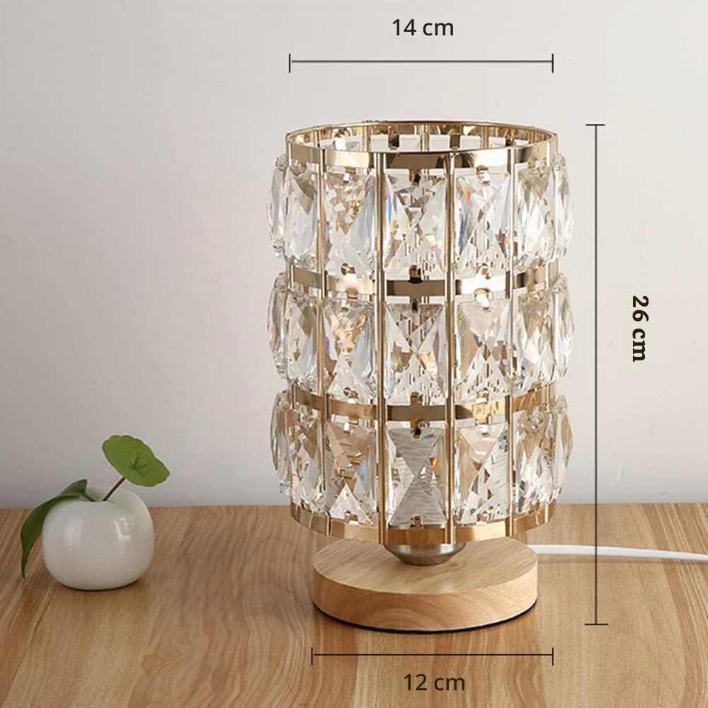 Lámpara de mesa de cristal moderna, Elegante Lámpara Decorativa de Mesita de noche, Lámpara de escritorio con interruptor de encendido / apagado en línea para dormitorio, sala de estar (B)