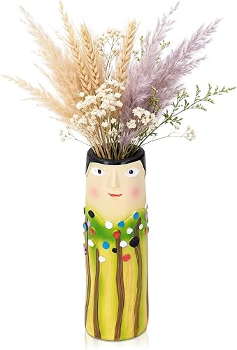 Spring Family Bud Vases, Cute Face Jardiniere, Resin Ornament Container, Flower Holder Handicraft Pot, Bohemian Family Vase Ornament, Personalized Table Decor (Small vase 02)
