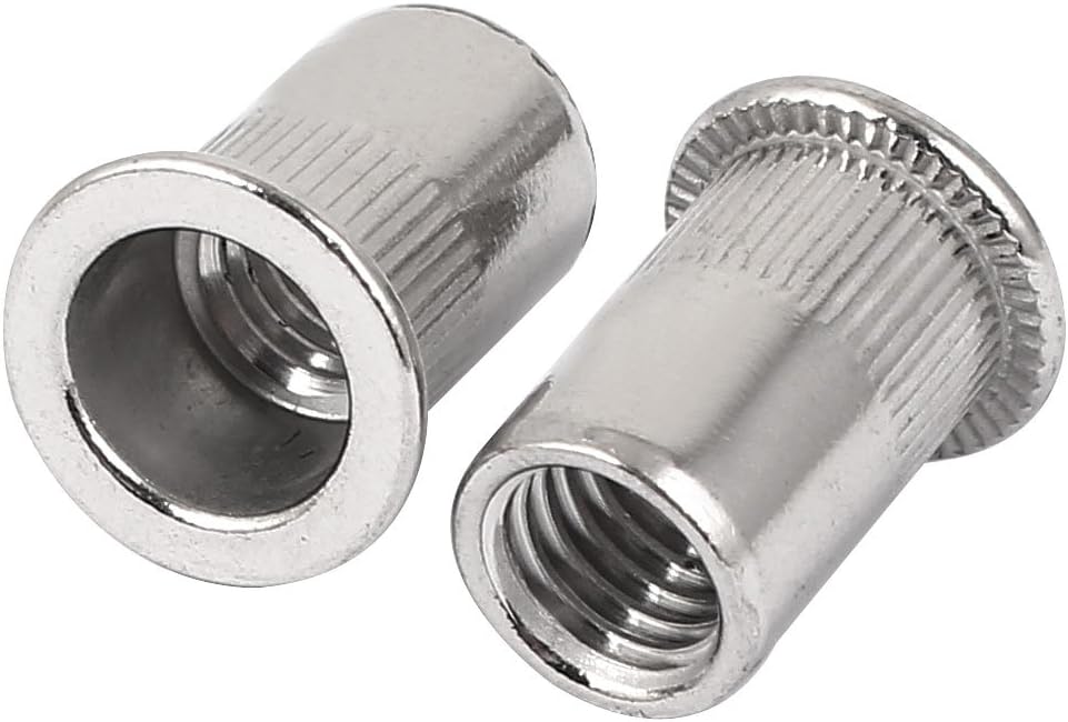 uxcell M10 Stainless Steel Flat Head Rivet Nut Insert Nutsert Silver Tone 50pcs