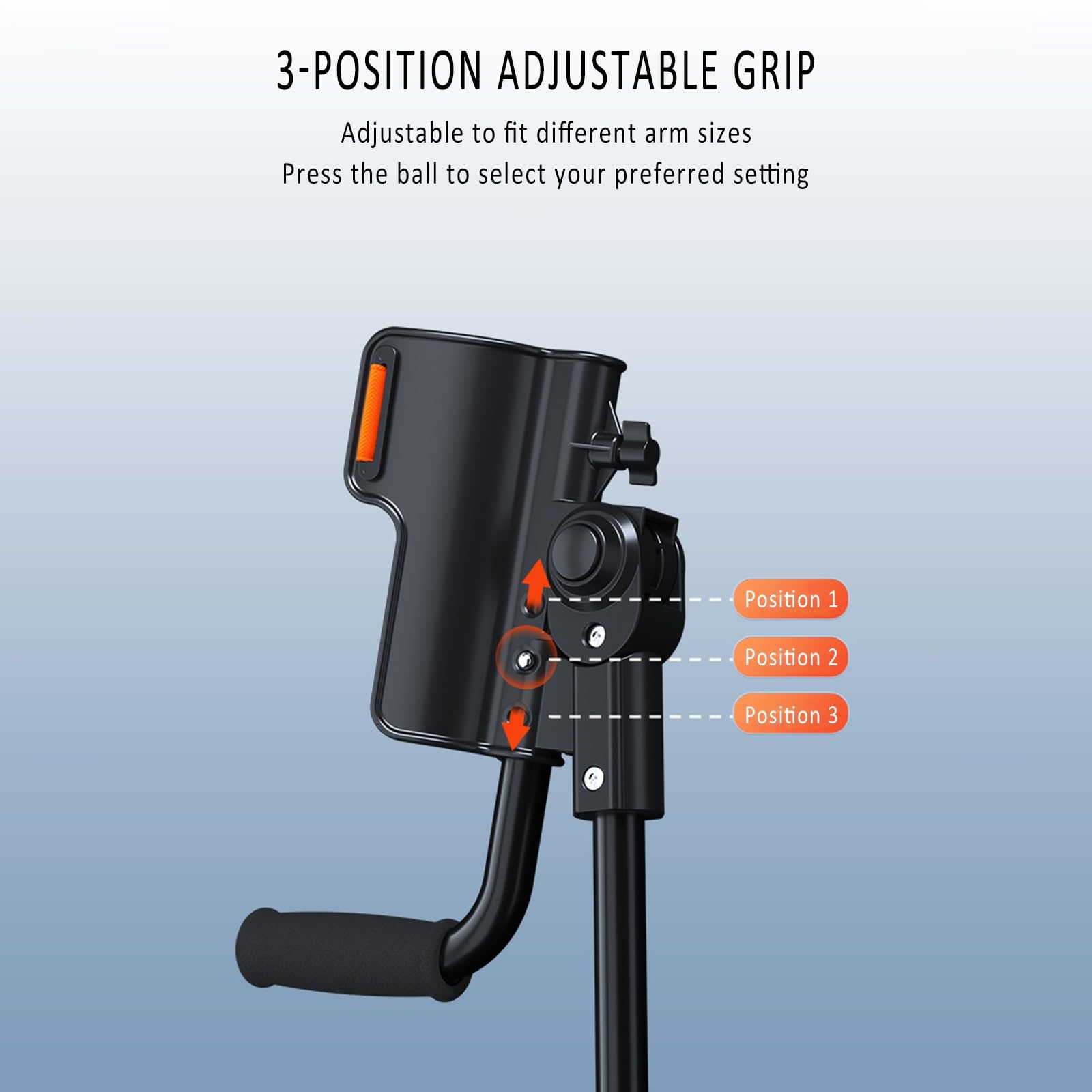 Muletas plegables, soporte de codo portátil, altura ajustable 14 niveles, 3 velocidades, soporte para coderas, ayuda para caminar para adultos 150-180 cm, soporta 100 kg