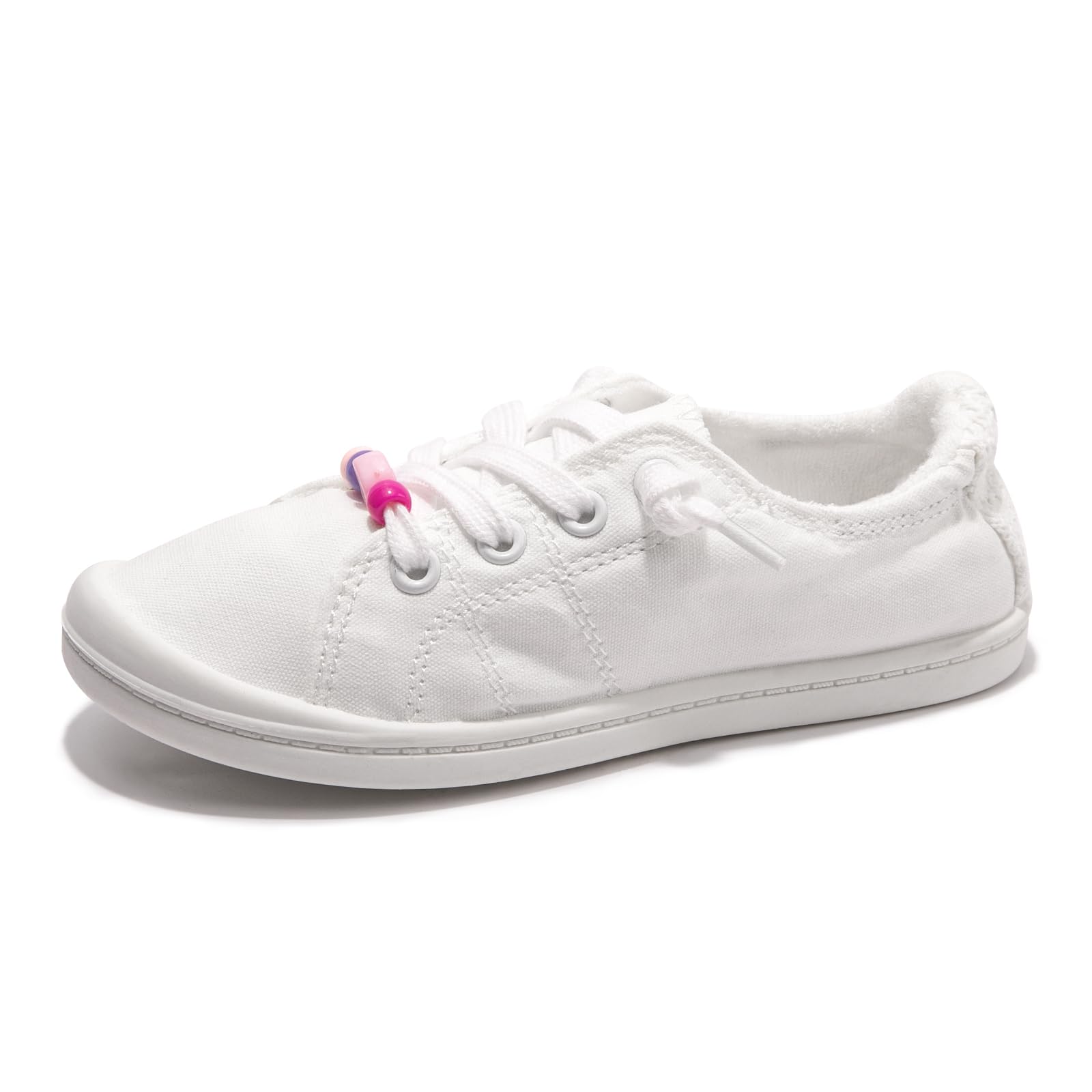 FUNKYMONKEY Girls Canvas Sneakers Lace up Lightweight Casual School Shoes for Toddler/Little Kids