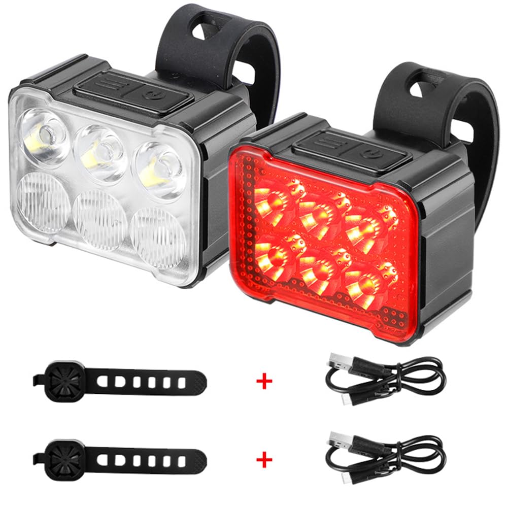 Bike Lights,Bike Lights Set Ultra Bright，Rechargeable Bicycle Lights Set Super Bright 8+12 Modes,Waterproof Bike Lights for Night Riding Safety,Bike Headlight and Tail Light