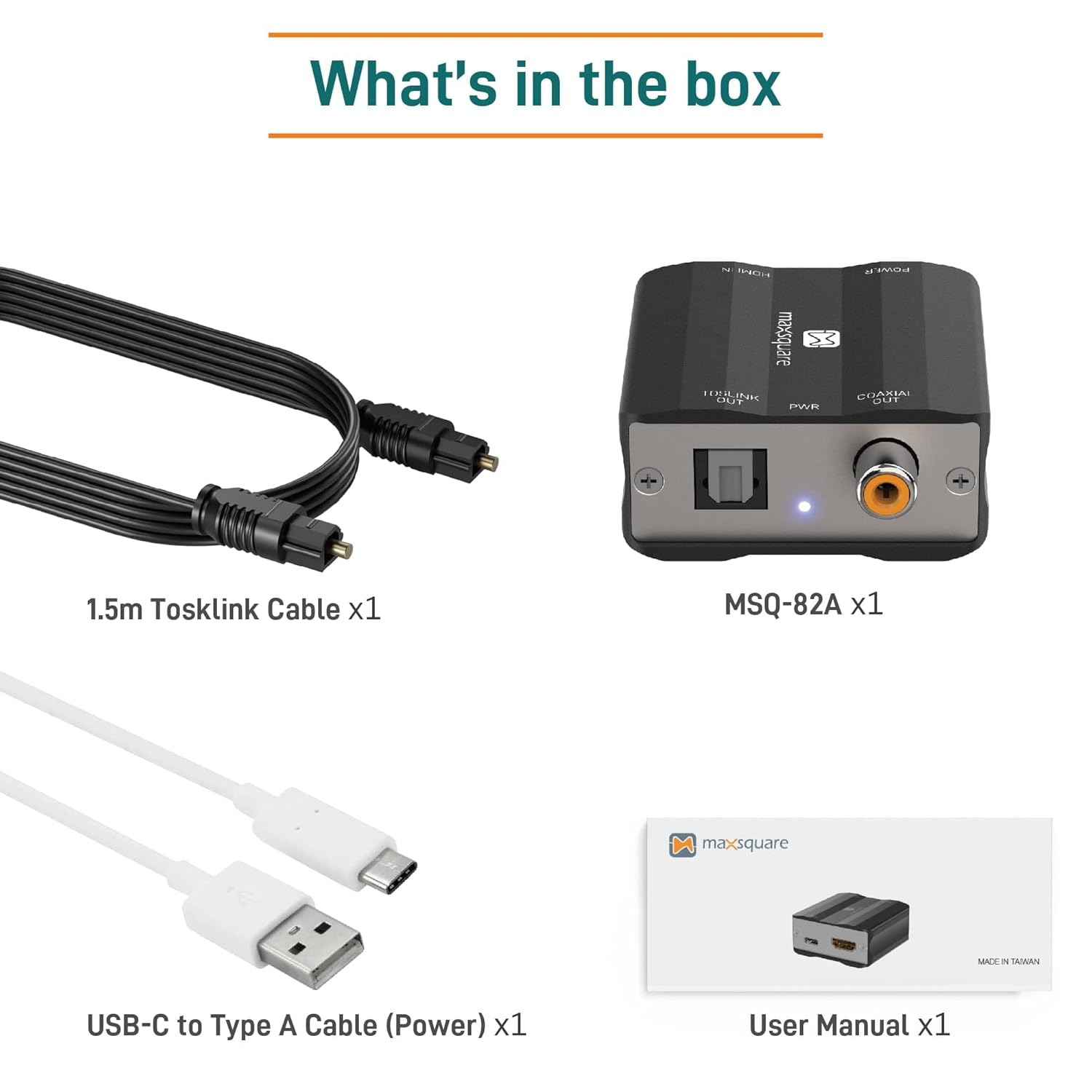HDMI eARC/ARC to Optical Audio Adapter, HDMI eARC Extractor, Supports Dolby5.1, DTS5.1, PCM2.0 TV Soundbar Amplifer Speaker Headphone, Aluminum Case, TAA Compliant