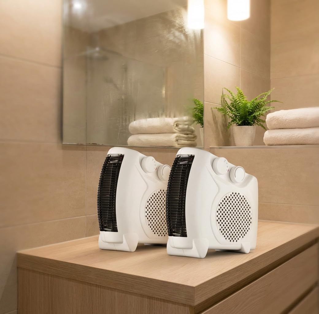 Suinga - Set di 2 riscaldatori elettrici, 1000 – 2000 W, 2 impostazioni di Temperatura, Ventilazione, Aria Calda