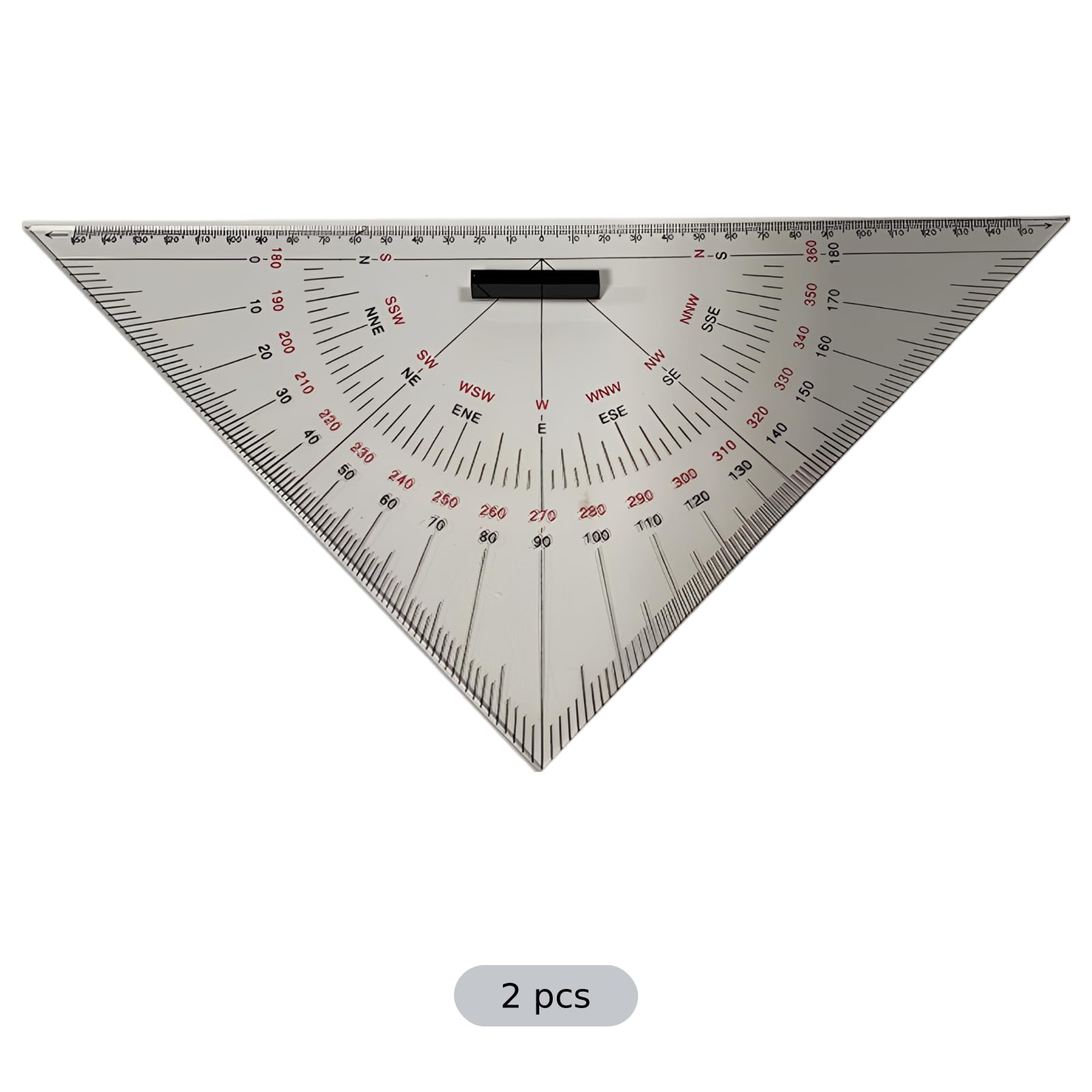 2 Stk. Navigationsdreiecke aus transparentem Acryl, 34 cm / 13,4 Zoll Lineal, 30 cm Seitenlänge, IMPA 371008, für Seekartenzeichnung, Unterricht, Konstruktion, Vermessung