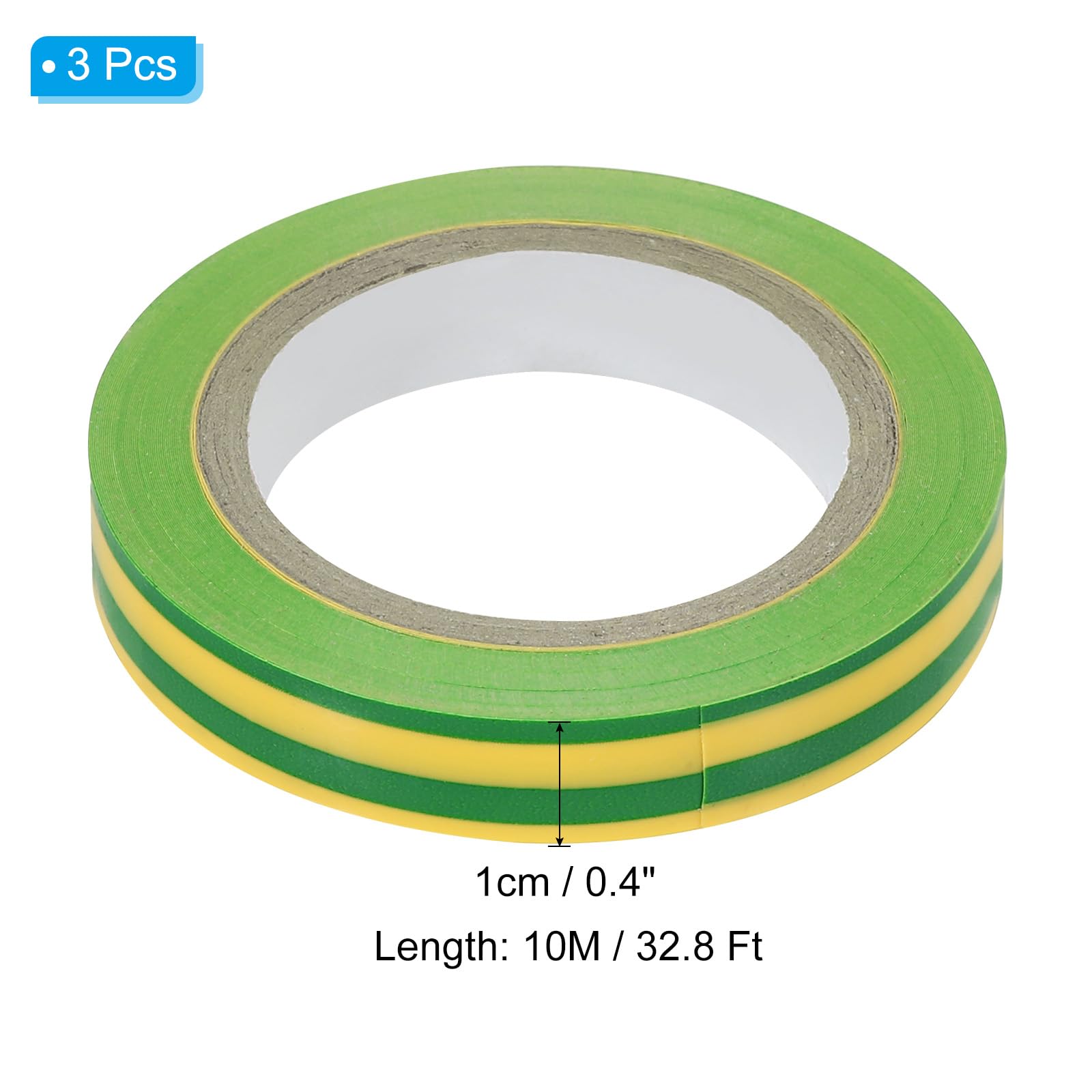 PATIKIL 32.8Ft Grip Finishing Tape, 3 Pack PVC Racquet Finishing Tapes Racket Accessories Sticky Seal for Tennis Badminton Yellow Green - Image 2