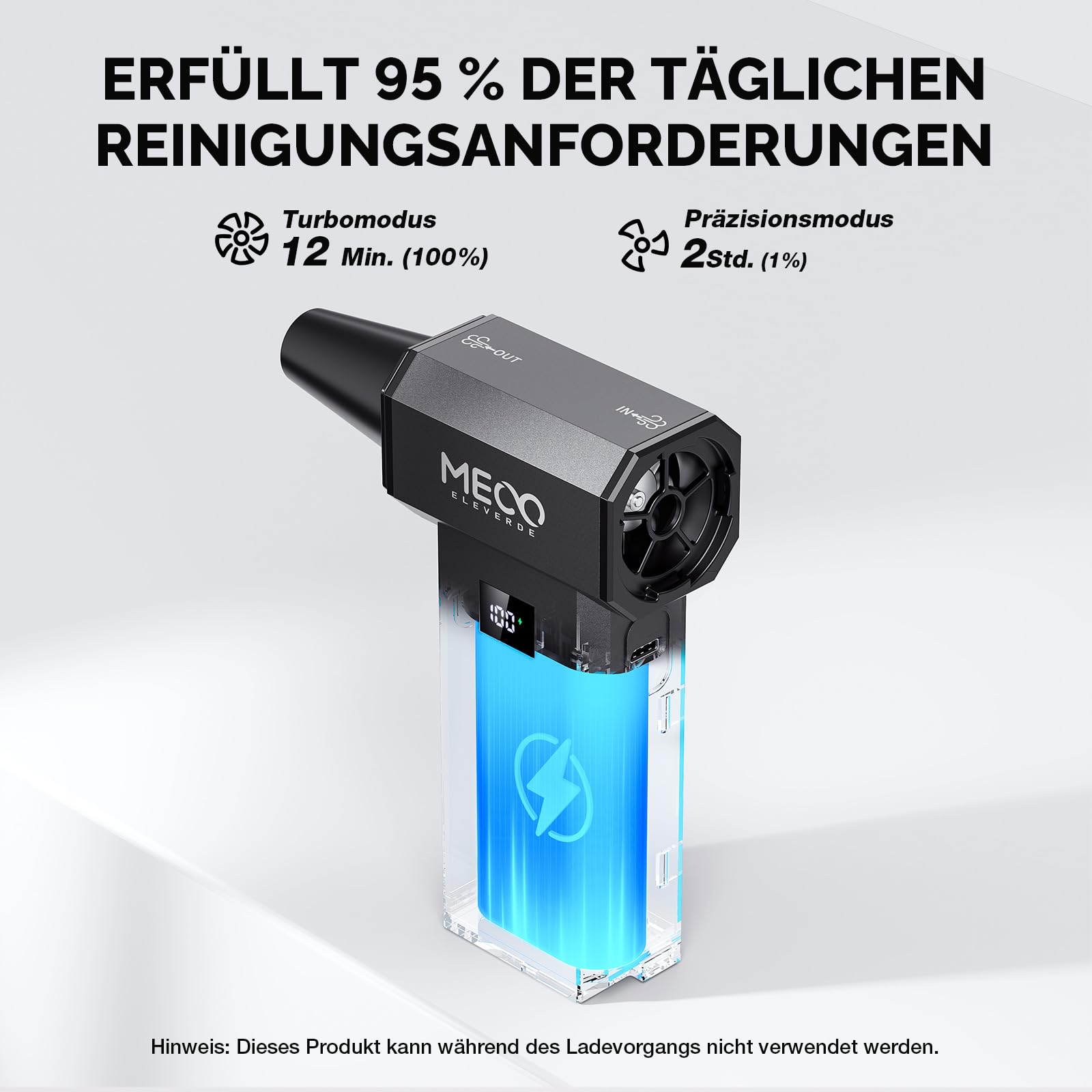 Elektrischer Staubgebläse, 100-Gang 220.000 U/min bürstenloser Motor mit LED-Display, Compressed Air Duster mit Druckluftspray PC Reinigungsset Staubgebläse für Computer, Tastatur, Outdoor