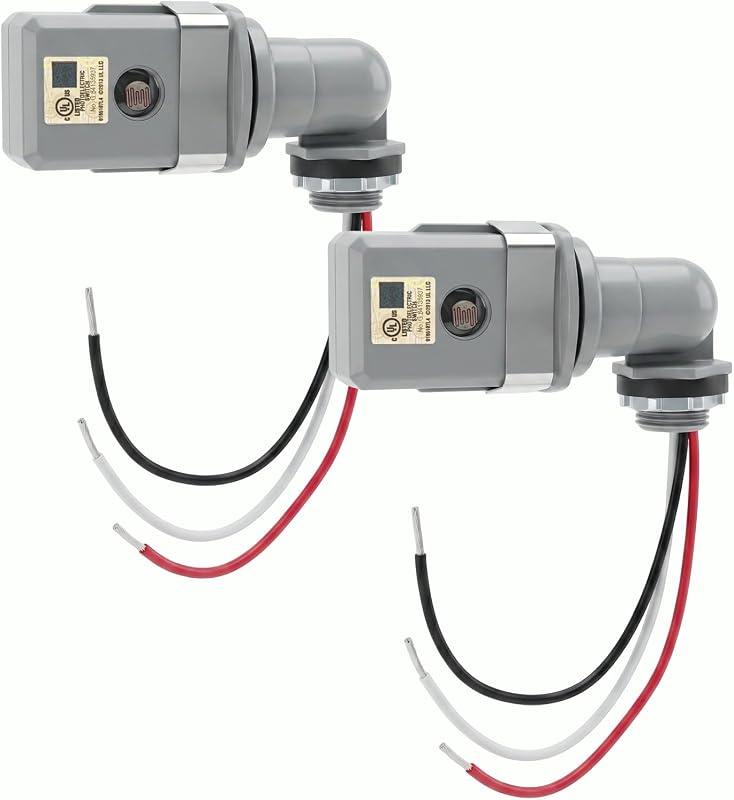 2 Pack Dusk to Dawn Sensor Swivel Mount Photocell for Outdoor Lights